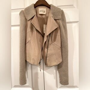 NWT Illia knit combo leather jacket
